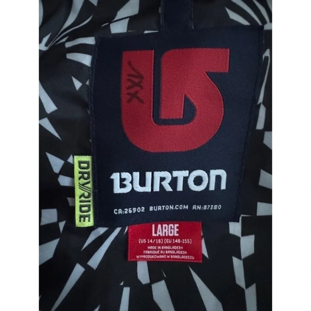 Burton Snowboard Jacket Boys Youth Yellow Hooded Full Zip Winter Gear - L